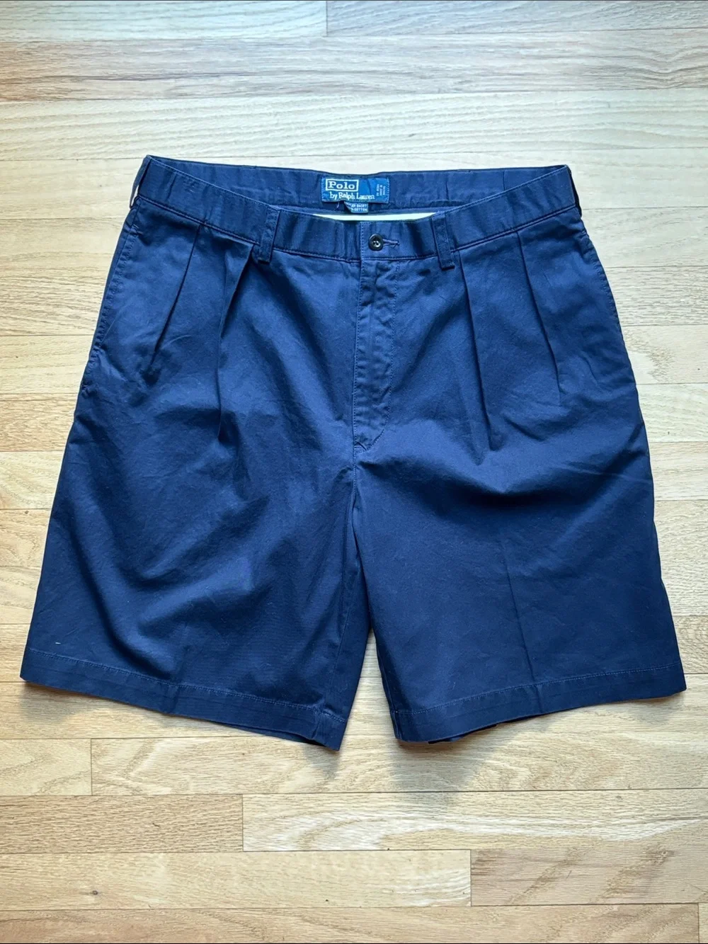 VTG Polo Ralph Lauren Shorts Men’s Size 34 Tyler Short Navy Blue Pleated Chino